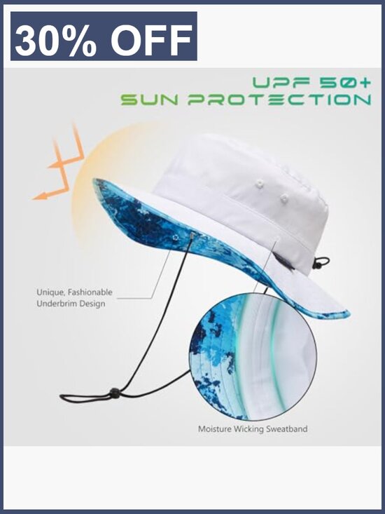 UPF 50+ Foldable Bucket Sun Hat with Patterned Underbrim main image 5